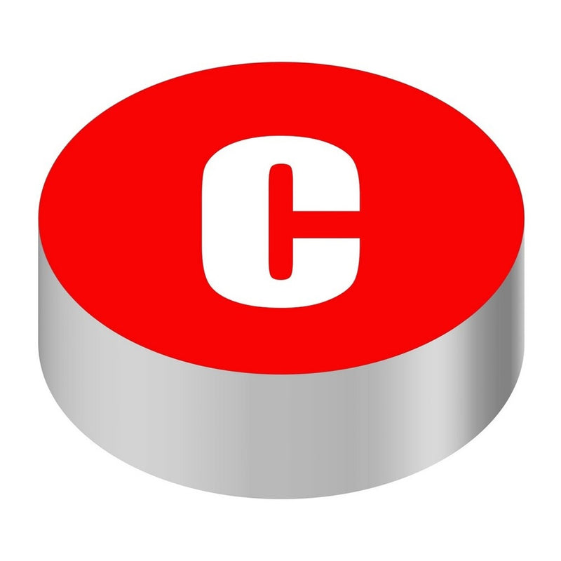 Wunder-Bar 'C' Button Cap - Round Red Cap with White Letter