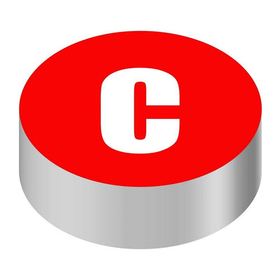 Wunder-Bar 'C' Button Cap - Round Red Cap with White Letter