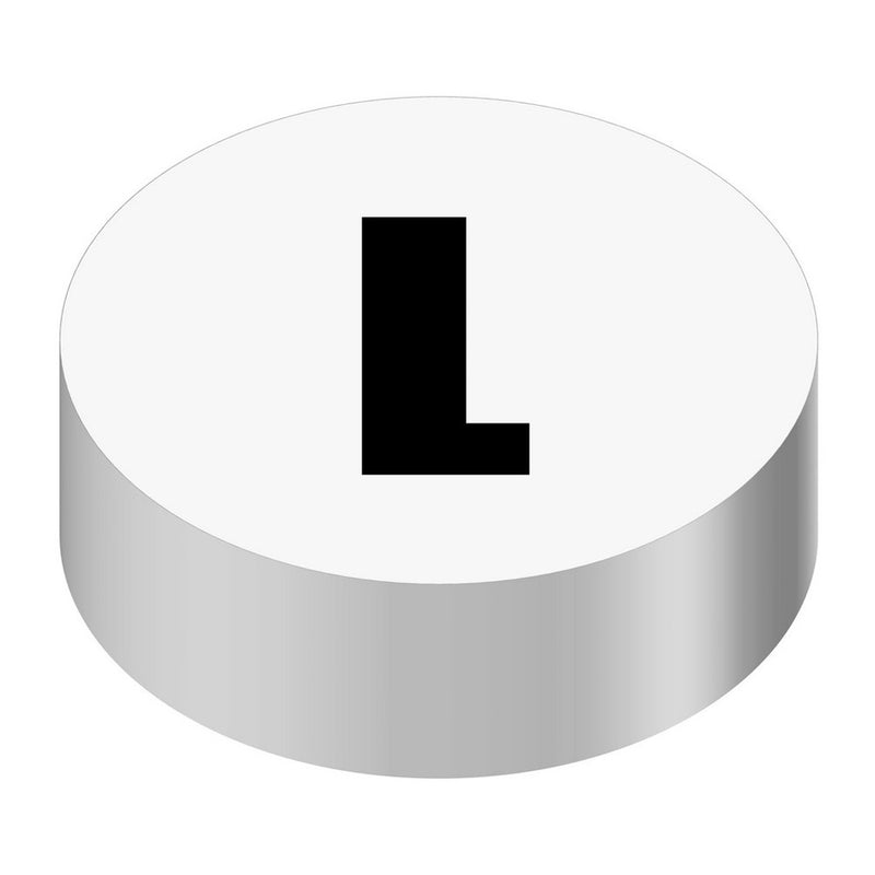 Bargun Button Cap, Round, L, White Cap, Black Letter - PH10-74-016