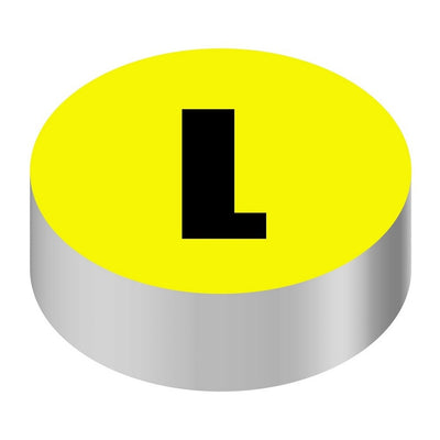 Bargun Button Cap, Round, L, Yellow Cap, Black Letter - PH10-74-013