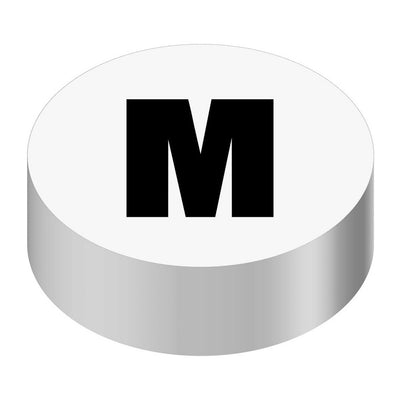 Bargun Button Cap, Round, M, White Cap, Black Letter - PH10-74-017