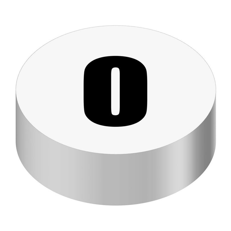 Bargun Button Cap, Round, O, White Cap, Black Letter - PH10-74-018