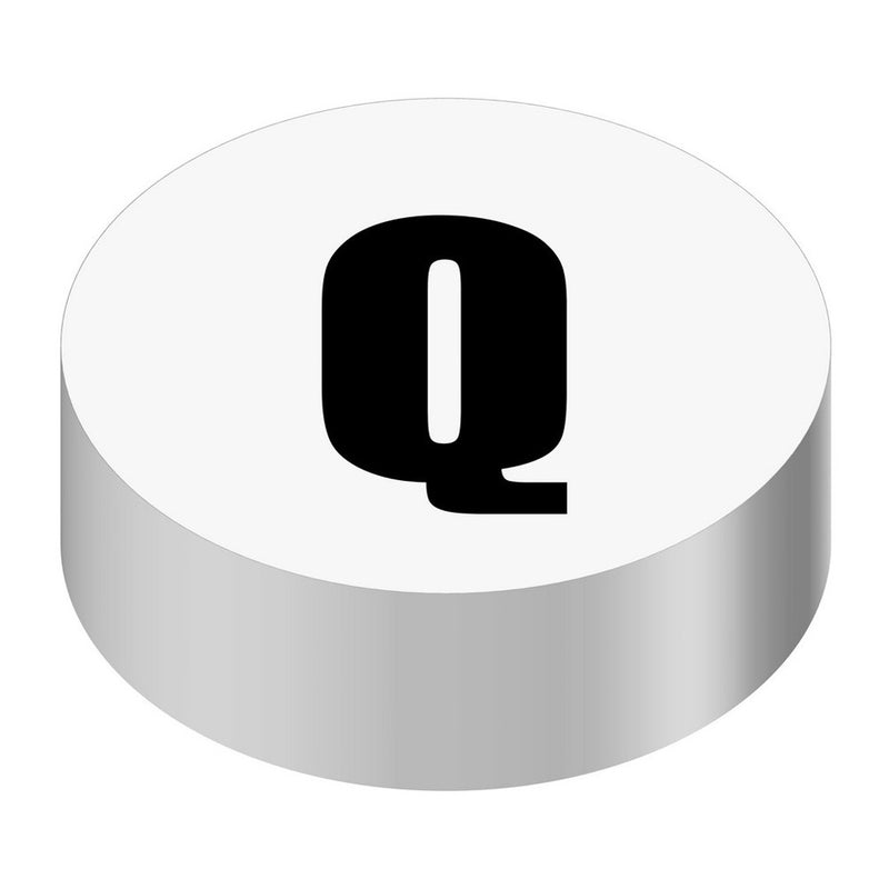 Bargun Button Cap Round, Q White Cap / Black Letter - PH10-74-024