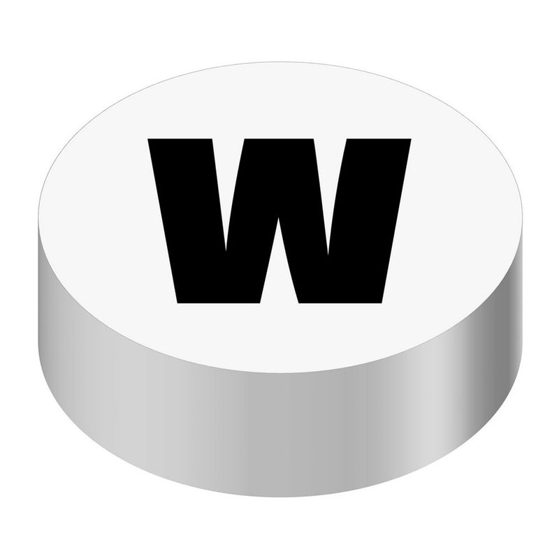 Bargun Button Cap, Round, W, White Cap, Black Letter - PH10-74-038