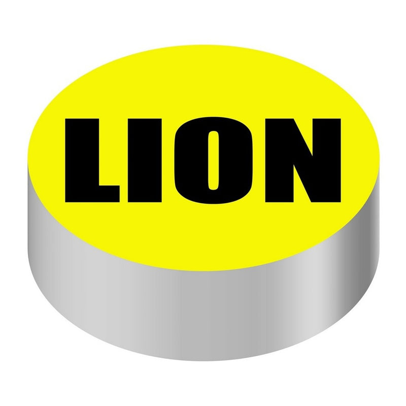 Bargun Button Cap, Round, Lion, Yellow Cap, Black Letter - PH10-74-164
