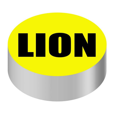 Bargun Button Cap, Round, Lion, Yellow Cap, Black Letter - PH10-74-164