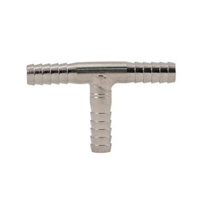 304 Stainless Steel 1/4" Hose Barb Tee - 3-Way Draught Line Splitter