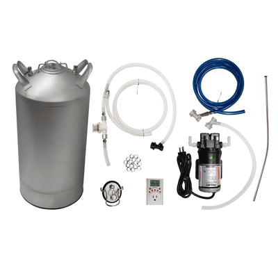 Foxx 10-Gallon Cocktail Dispenser Kit - Pressurized Product Tank for Batch Beverages