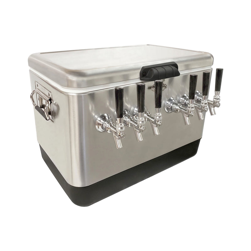 6-Faucet 50 Foot Coil Dispenser - 54 Quart 304 Stainless Steel Jockey Box