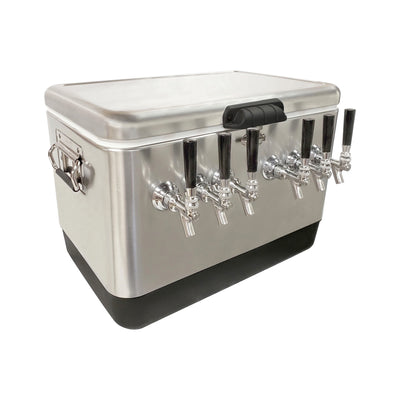 6-Faucet 50 Foot Coil Dispenser - 54 Quart 304 Stainless Steel Jockey Box
