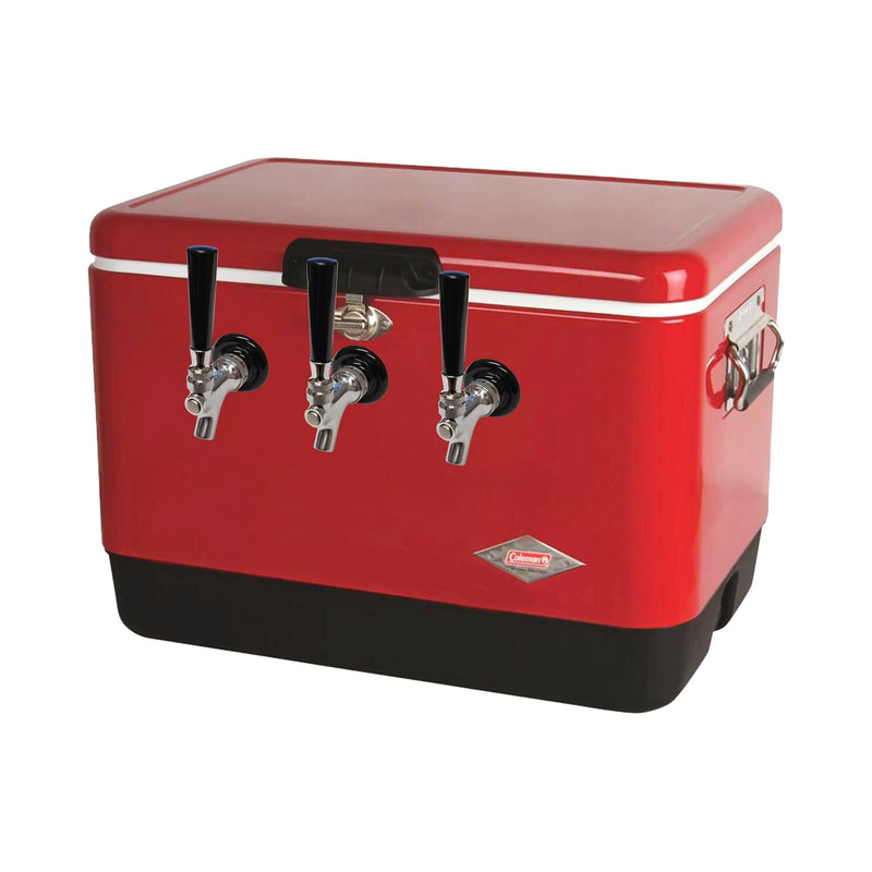 Foxx 18D06102 Cold Plate Dispenser 3 Faucet - 54 Quart Red 304 Stainless Steel Ice Cooled