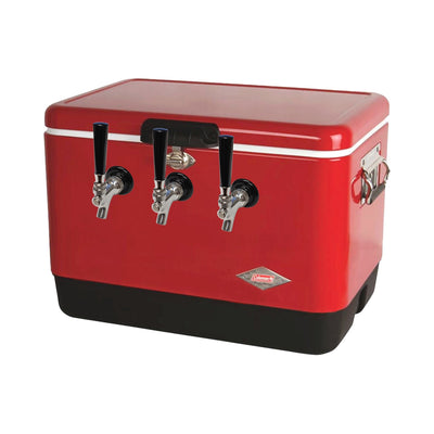 Foxx 18D06102 Cold Plate Dispenser 3 Faucet - 54 Quart Red 304 Stainless Steel Ice Cooled