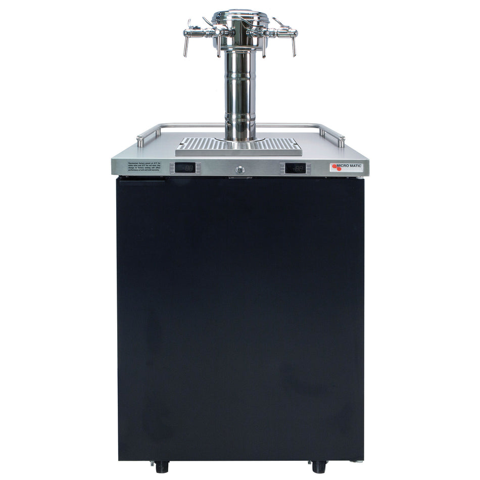 Micro Matic Pro-Line™ 4 Tap Wine Kegerator with Sommelier Tower - 25" Black Vinyl - Serve Your Wine with Style and Elegance