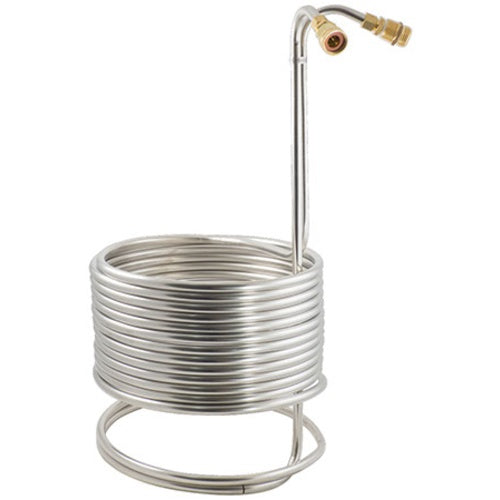 50 ft x 1/2 in Stainless Steel Wort Chiller with Brass Fittings