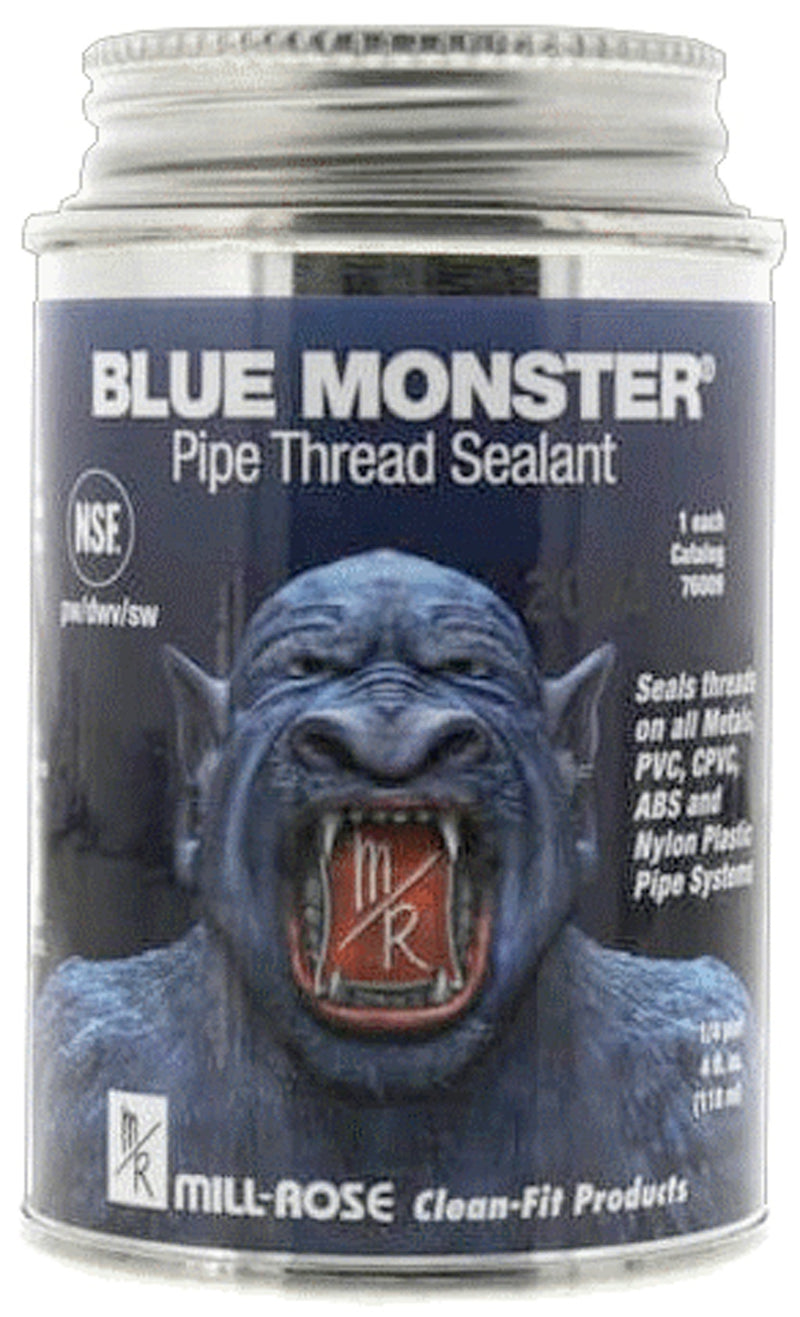 Liquid Thread Sealant Blue Monster - 4 Oz Can Heavy-Duty Brass Plumbing Gas Lines