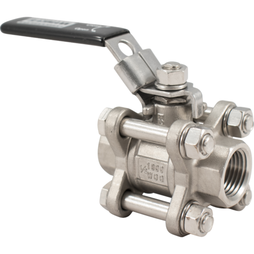 Blichmann 3 Piece Stainless Steel Ball Valve with Locking Handle - 1/4 in. NPT
