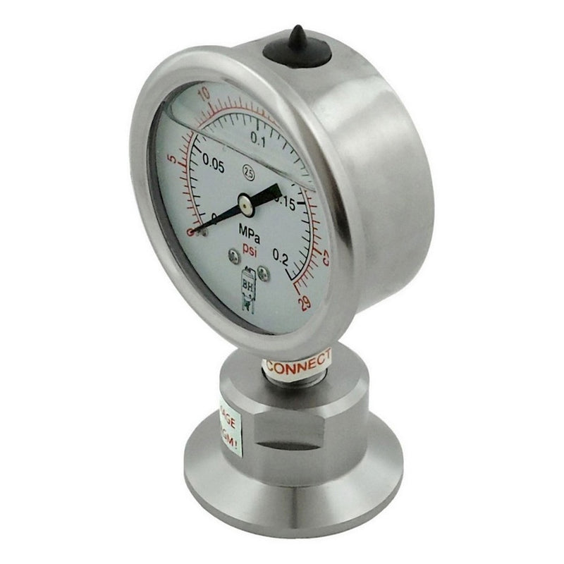 30 PSI Bottom Mount Pressure Gauge - 1.5" Tri-Clamp Compression Mount
