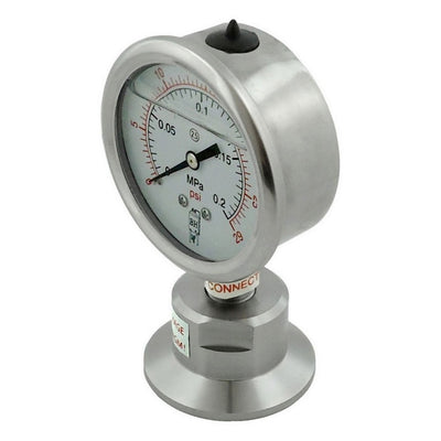 30 PSI Bottom Mount Pressure Gauge - 1.5" Tri-Clamp Compression Mount