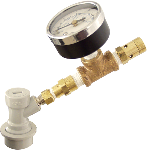 Ball Lock Spunding Valve with Gauge 0-15 PSI - Adjust and Release Fermentation Pressure