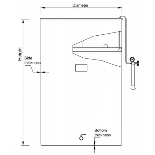 100 Liter / 26 Gallon Variable Volume Capacity Flat Bottom Wine Tank