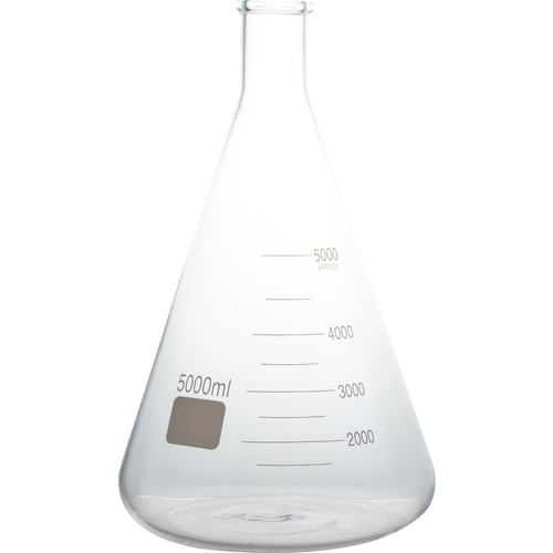 5000 mL (5 Liter) Borosilicate Glass Erlenmeyer Flask - High-Volume Yeast Starters