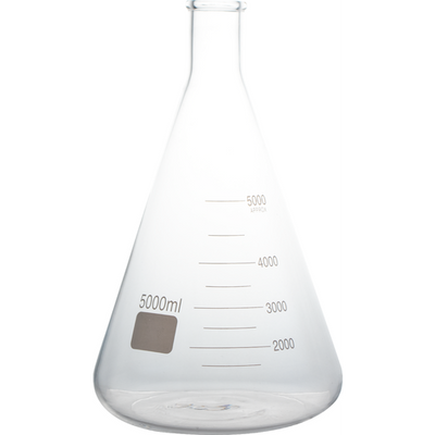 5000 mL (5 Liter) Borosilicate Glass Erlenmeyer Flask - High-Volume Yeast Starters
