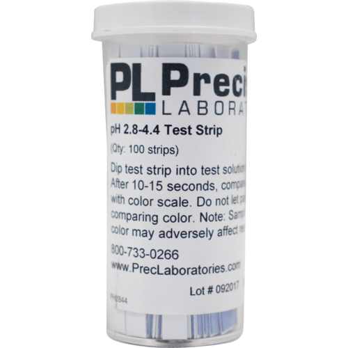 pH Paper - 2.8 to 4.4 For Wine - Vial of 100 Strips