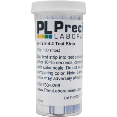 pH Paper - 2.8 to 4.4 For Wine - Vial of 100 Strips