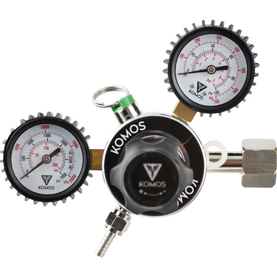 Komos® Dual Gauge CO2 Regulator with 65 PSI Pressure Relief Valve for Draft Beer / Kegerator