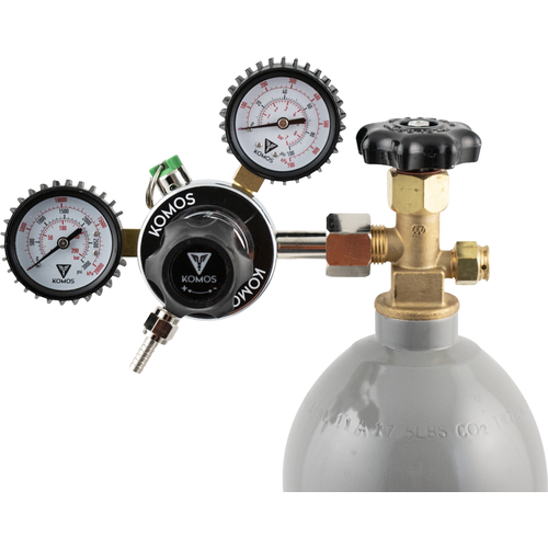 Komos® Dual Gauge CO2 Regulator with 65 PSI Pressure Relief Valve for Draft Beer / Kegerator