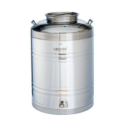Sansone 100L / 26.4 Gallon Stainless Fusti Tank for Wine, Water, Honey, Olive Oil, Vinegar & more