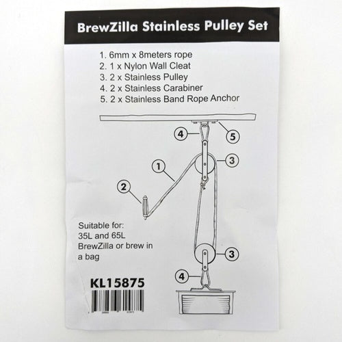 BrewZilla Stainless Double Pulley Set for Malt Pipe / Grain Bag - KL15875