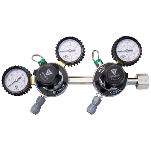 Komos® Dual Body CO2 Regulator for Different Pressures on 2 Kegs from 1 CO2 Tank