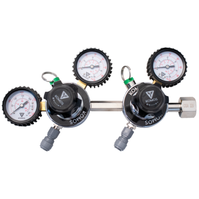 Komos® Dual Body CO2 Regulator for Different Pressures on 2 Kegs from 1 CO2 Tank