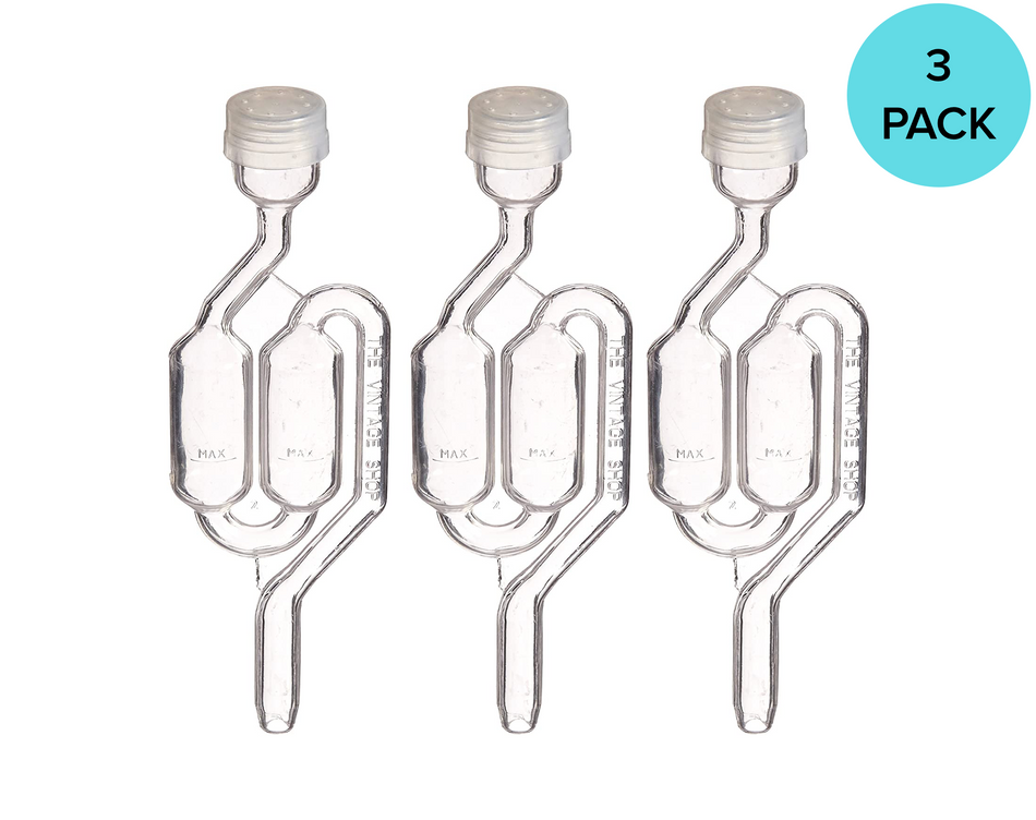 3 PACK Twin Bubble S-Shaped Airlock for Beer & Wine Fermentation