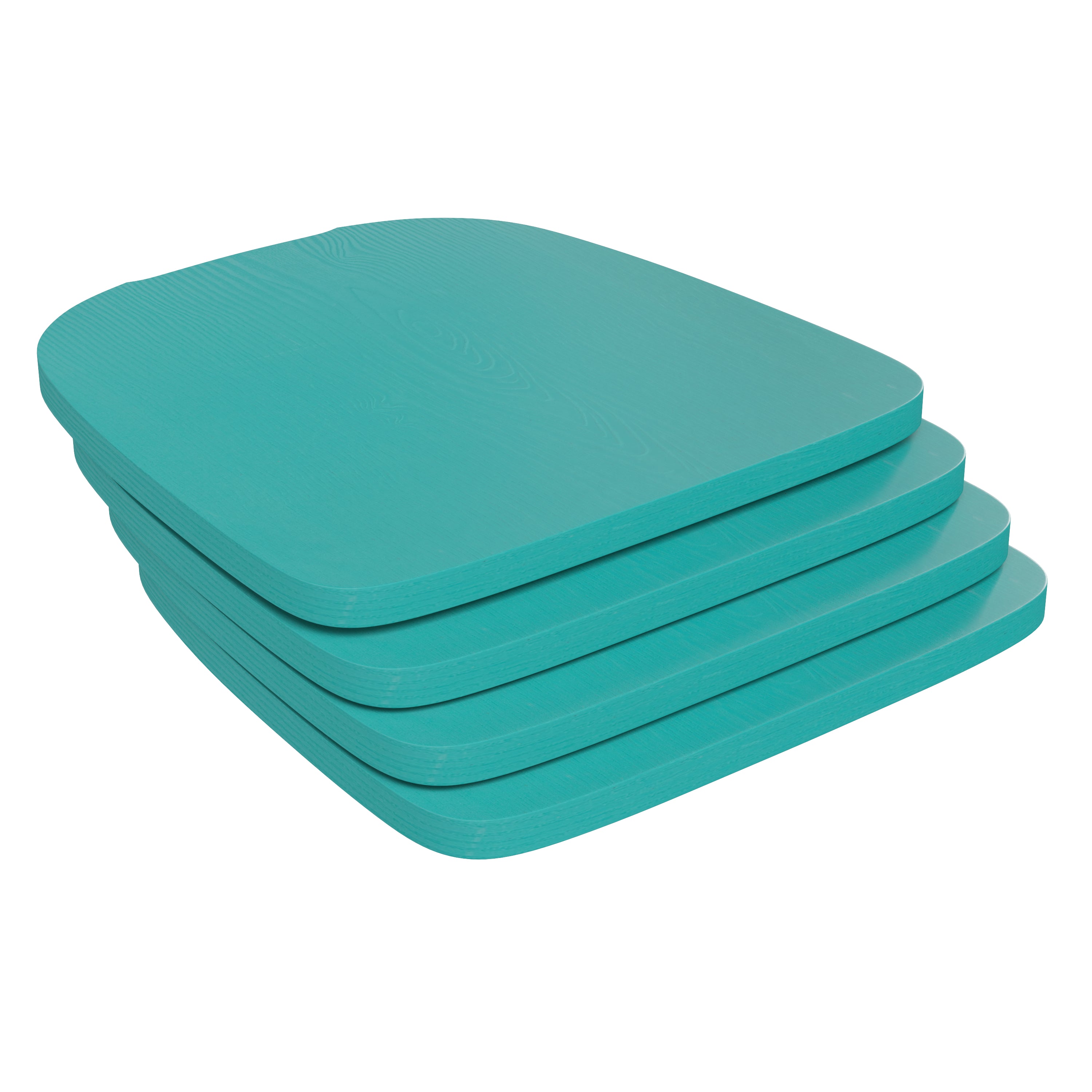 Perry Set of 4 Poly Resin Wood Seat with Rounded Edges for Colorful Metal Chairs and Stools in Mint