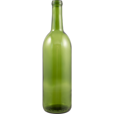 12 PACK - 750 mL Champagne Green Claret/Bordeaux Wine Bottles, Flat Bottom - Case of 12