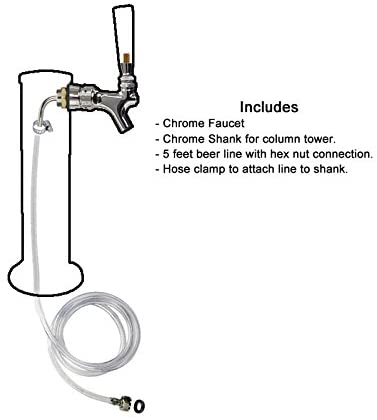 Draft Beer Tower Rebuild Kit w/ Faucet, Shank, 3/16 inch Beer Line Assembly