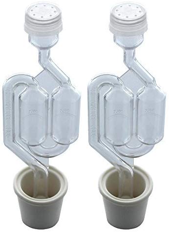 PACK OF 2 - Twin Bubble Airlock and Carboy Bung Stopper fits 3, 5, 6, 6.5 Gallon Carboys
