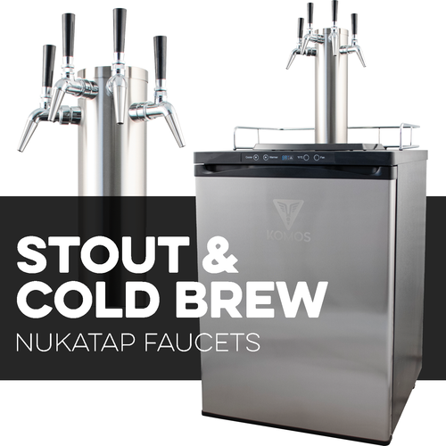 Komos® V2 Full Size Energy Efficient Stout & Cold Brew Coffee Kegerator with NukaTap Stainless Steel Faucets