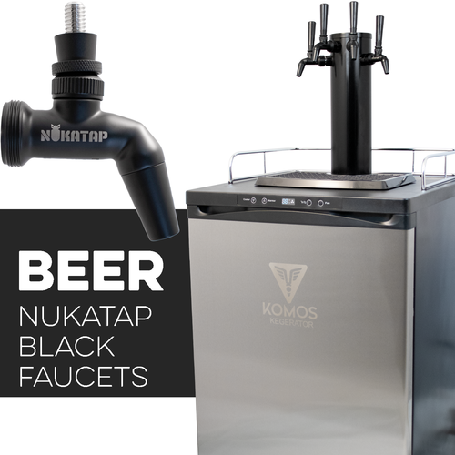 Komos® V2 Full Size Energy Efficient Kegerator with Matte BLACK Stainless Steel NukaTap Faucets