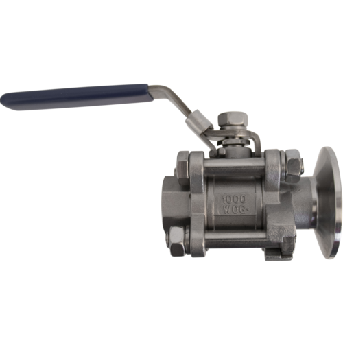 1.5 in. Tri-Clamp x 1/2 in. NPT 3 Stainless Steel Piece Ball Valve