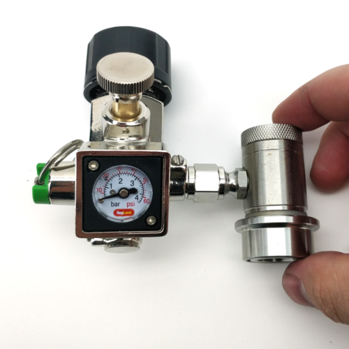 KegLand Mini Regolatore CO2 Core 360 - Manometro Removibile, Corpo Ottone Cromato, Per Cartucce 16g E Bombole Soda