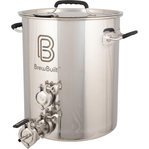 BrewBuilt Stainless Steel Brewing Kettle with Tri-Clamp Fittings, 1/2" T.C. Ball Valve