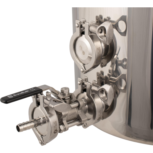 BrewBuilt Stainless Steel Brewing Kettle with Tri-Clamp Fittings, 1/2" T.C. Ball Valve