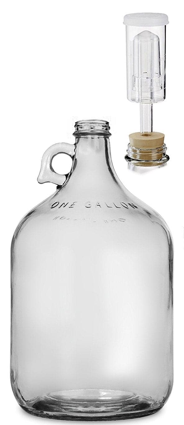 1 Gallon Homebrew Fermenter Starter Kit - Includes Glass Carboy Jug with Handle, Rubber Stopper, 3 Piece Airlock, Tubing