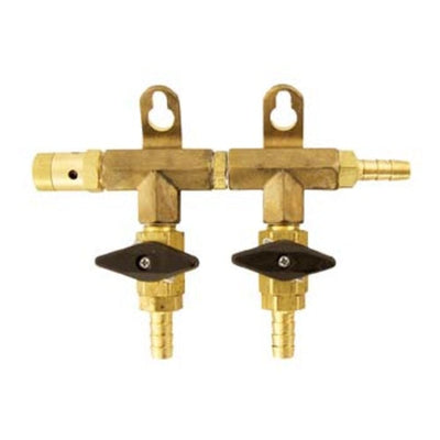 2-Way Brass CO2 Gas Manifold - 5/16" Barb with Check Valves