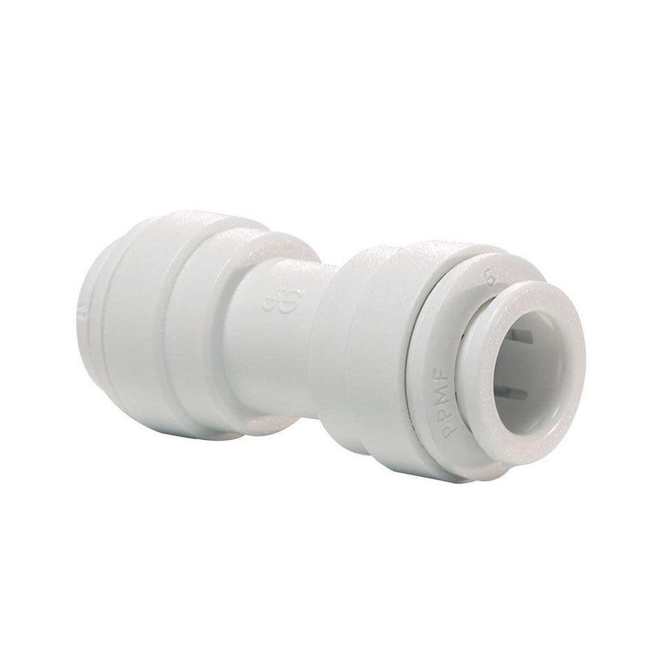 John Guest 1/4" OD White Polypropylene Union Connector Quick Connect Fitting
