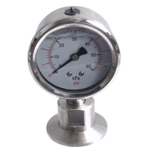 1.5 inch Tri-Clamp Stainless Steel Pressure Gauge (0-60 PSI)