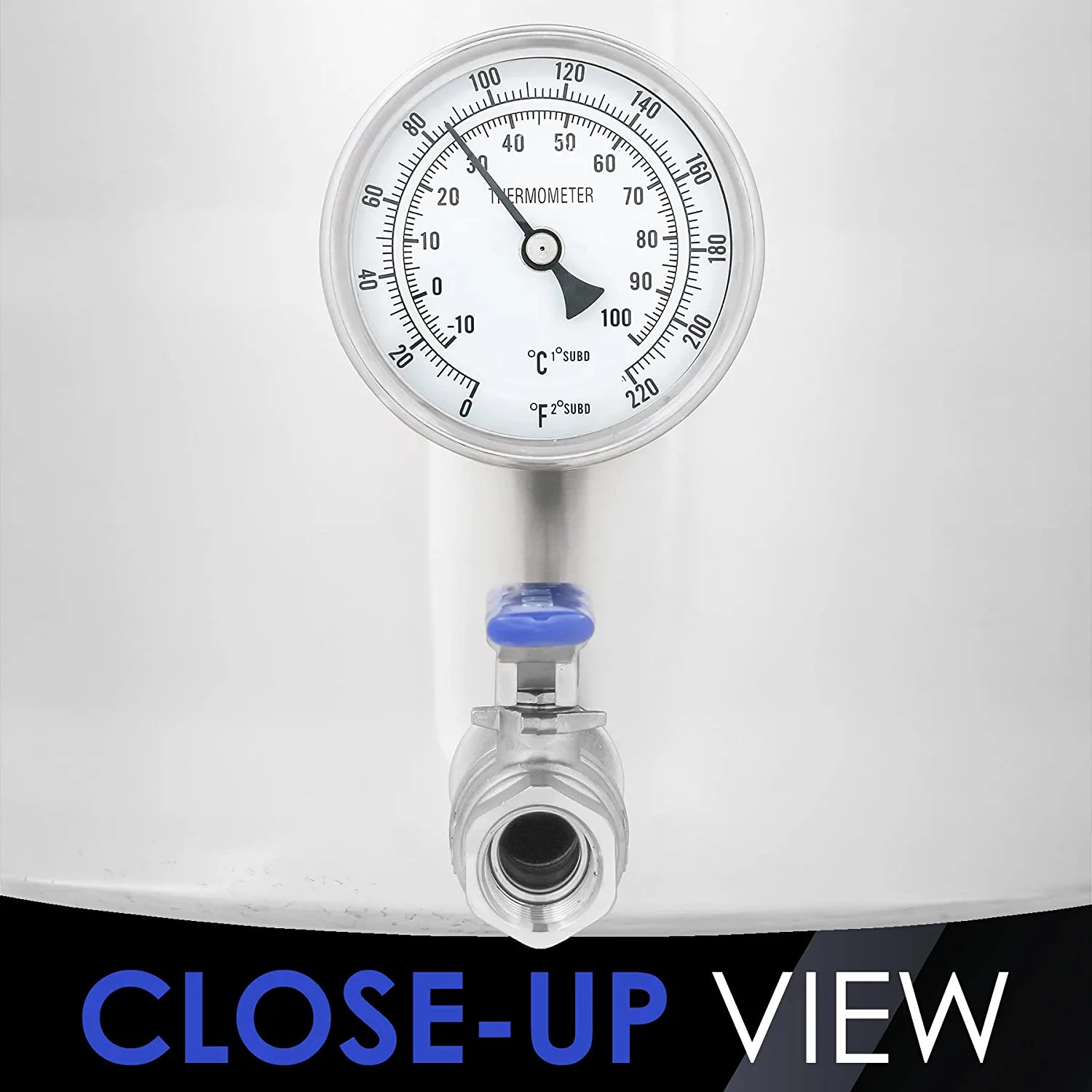 Home Brew Kettle Stock Pot with Ball Valve & Thermometer Weldless Fitt